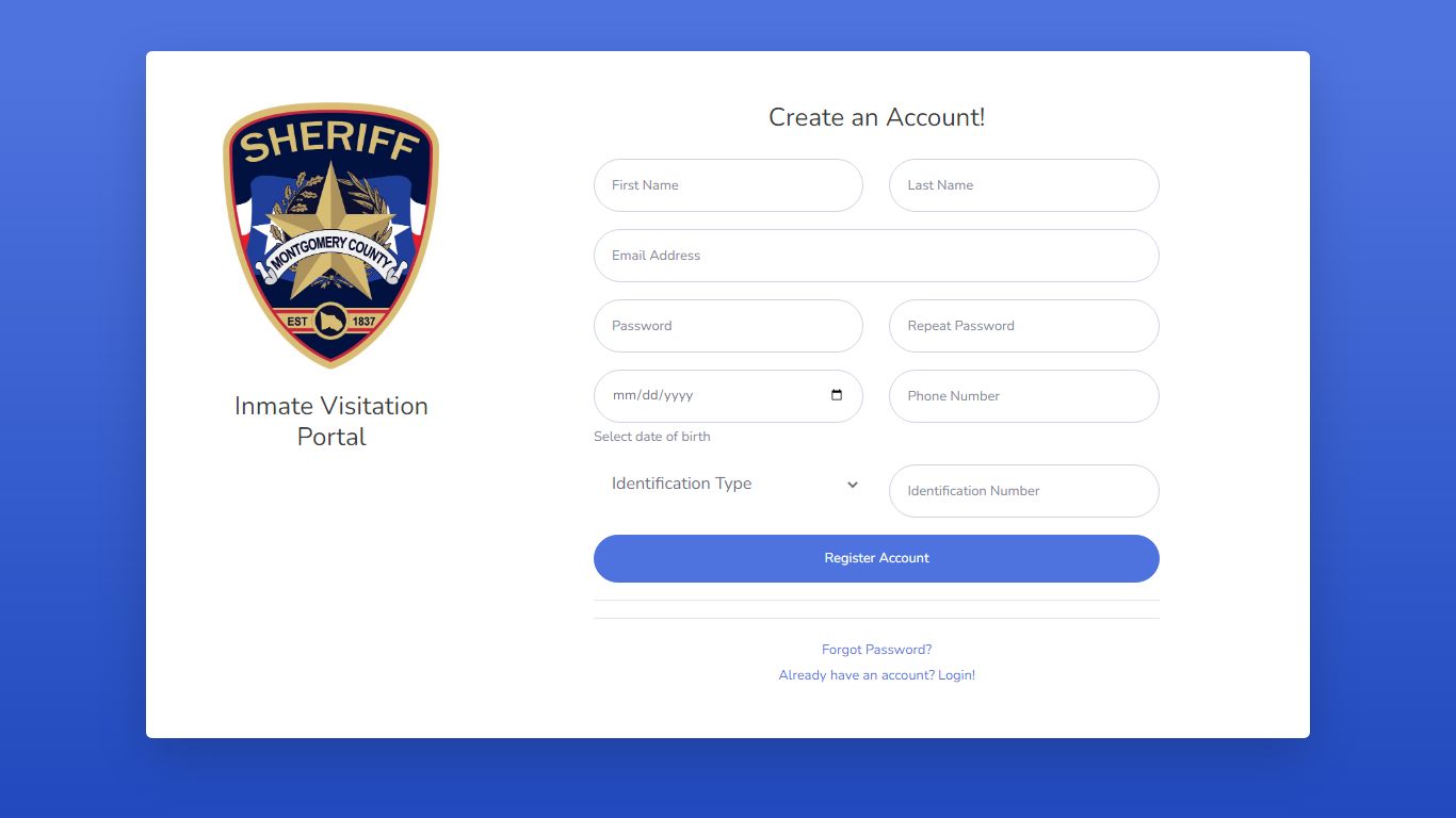 Inmate Visitation - Register - Montgomery County, Texas